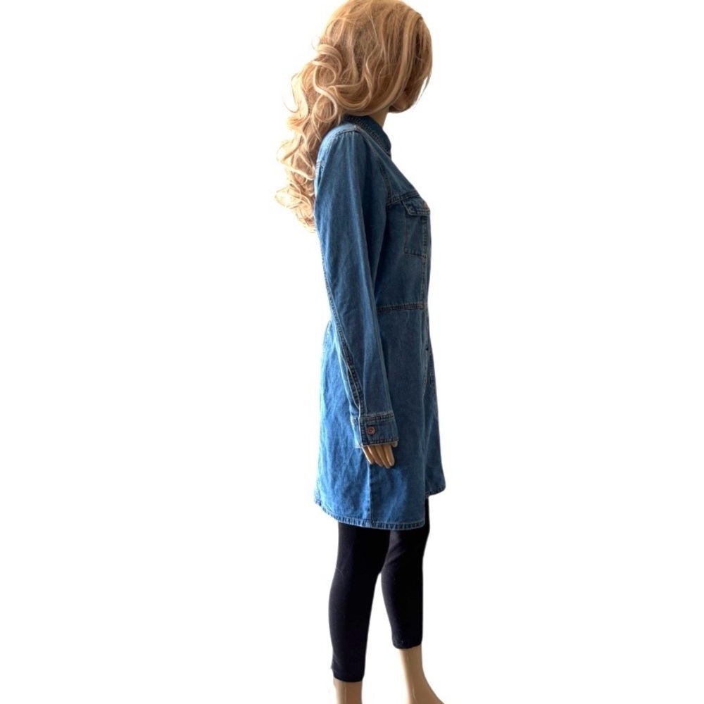 FRYE NWOT Women’s Denim Button Front Dress, Chest & Side Pockets 😍 - Picture 4 of 8